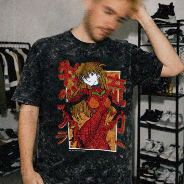 model asuka over acid black ASUKA_02 // ACID OVERSIZE TEE