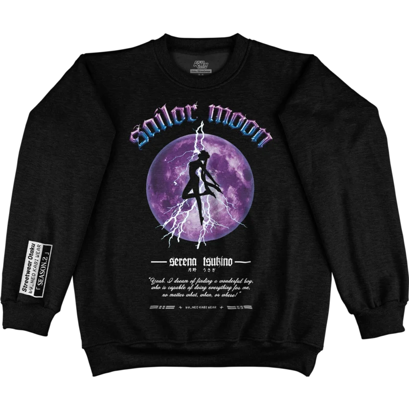 FRONTAL - OVER - SOLID BLACK CREWNECK DROP 02 // SAILOR MOON: MOONLIGHT⋆.˚