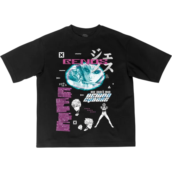 NKW - GENOS - OVER - SOLID BLACK TEE - FRONT GENOS // SOLID OVERSIZE TEE