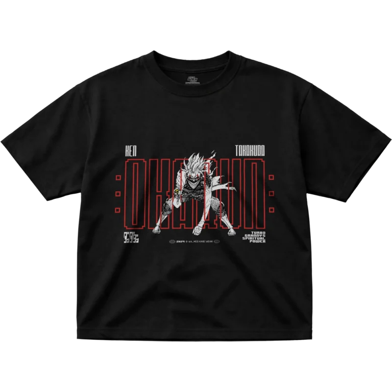 NKW - OKARUN - OVER - SOLID BLACK TEE - FRONT DROP 03 // DANDADAN: OKARUN "TURBO MODE"