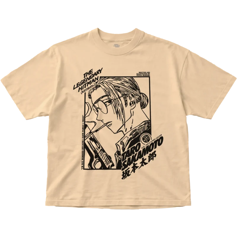 NKW-SAKAMOTO_BEIGE_CE_OVER-FRONT TARO SAKAMOTO // SOLID OVERSIZE TEE