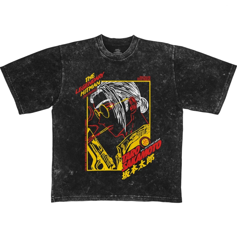 NKW-SAKAMOTO_BLACK_ACID_OVER-FRONT TARO SAKAMOTO // ACID OVERSIZE TEE